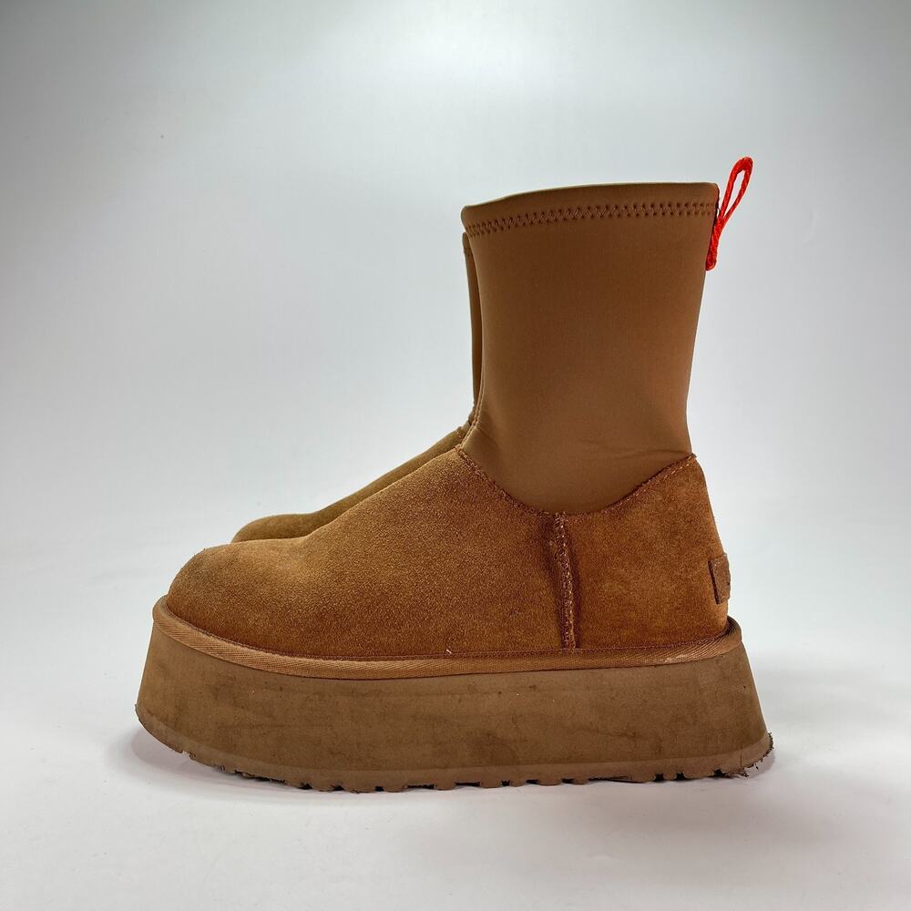 UGG Classic Dipper Chestnut Suede Neoprene Platform Boots 1144031 Women's Size 8 - Picture 3 of 7